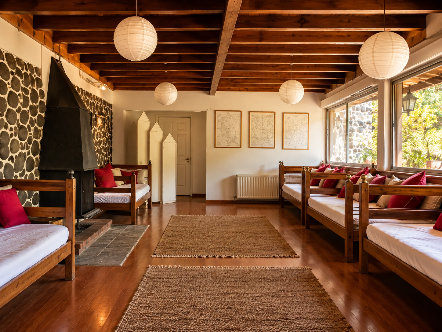 Salón con camas de la casona